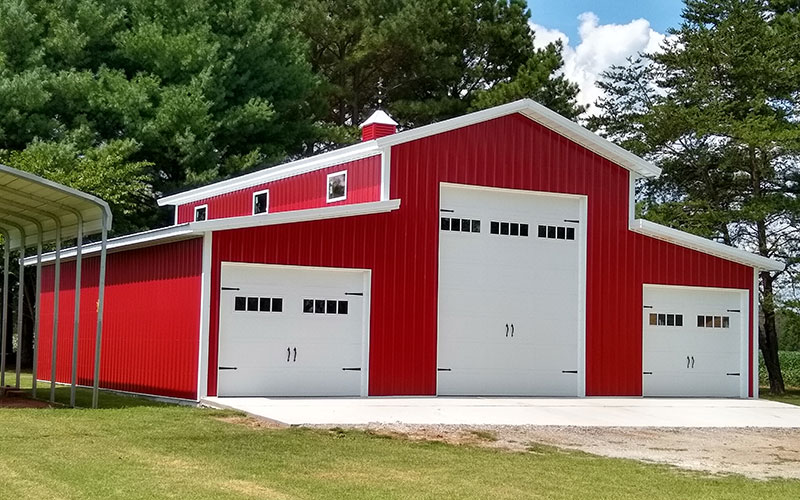 Mountain View red garage barn