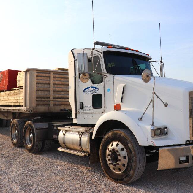 Semi truck with trusses loaded