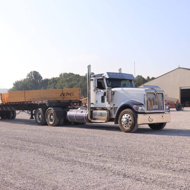 Semi truck with trusses loaded